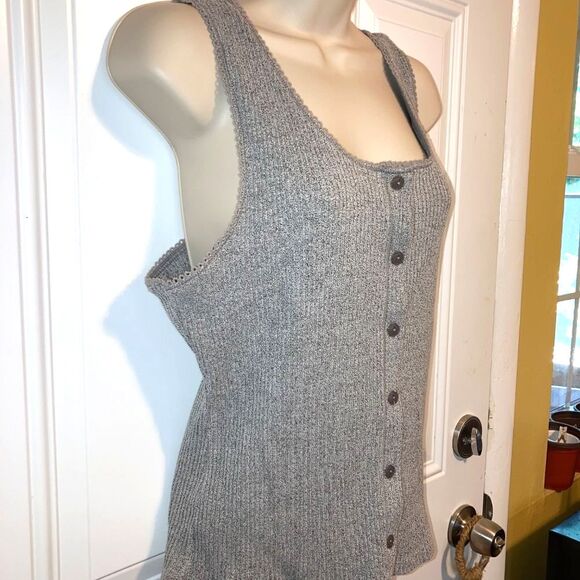 FREE PEOPLE Intimately Most Wanted Racerback Button Down Tank Grey Womens Large - Picture 3 of 11